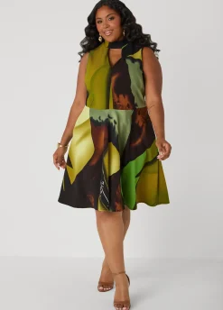 Abstract Print A Line Dress