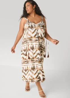 Abstract Print Midaxi Dress