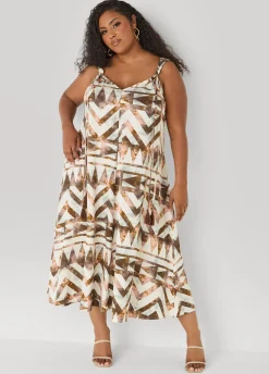 Abstract Print Midaxi Dress
