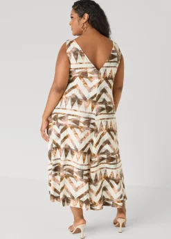 Abstract Print Midaxi Dress