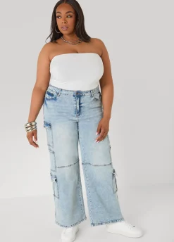 Acid Wash Cargo Jeans