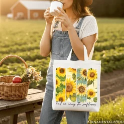 Among the Sunflowers Canvas Tote Bag