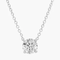 0.50 And 1 Carat Round Lab Solitaire Diamond Pendant Necklace In Sterling Silver