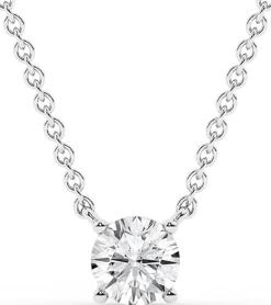 0.50 And 1 Carat Round Lab Solitaire Diamond Pendant Necklace In Sterling Silver