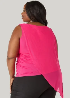 Asymmetric Draped Mesh Top