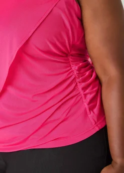 Asymmetric Draped Mesh Top