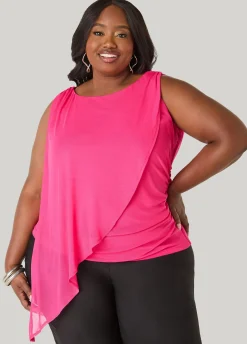 Asymmetric Draped Mesh Top