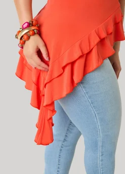 Asymmetric Ruffle Tube Top