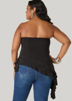 Asymmetric Ruffle Tube Top