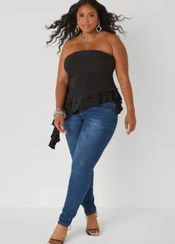 Asymmetric Ruffle Tube Top