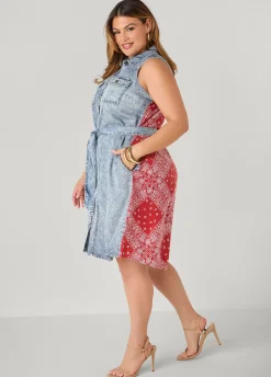 Bandana And Chambray Shirtdress