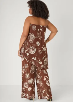 Beach Print Mesh Tube Top
