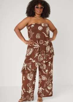Beach Print Wide Leg Pants