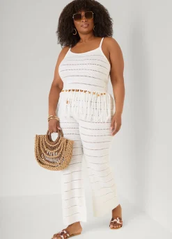 Beaded Fringe Crochet Coverup Set