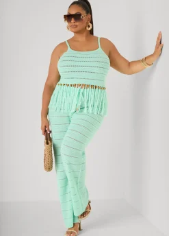Beaded Fringe Crochet Coverup Set