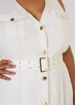 Belted Denim Maxi Shirtdress