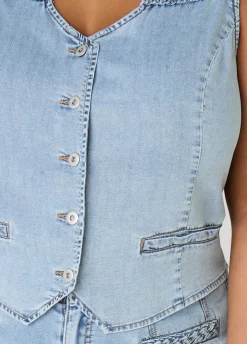 Braided Chambray Vest