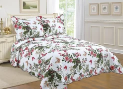Butterfly And Floral Reversible Quilt Set