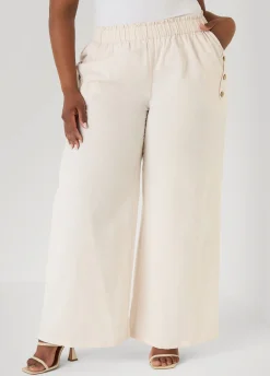 Button Detailed Cotton Blend Pants