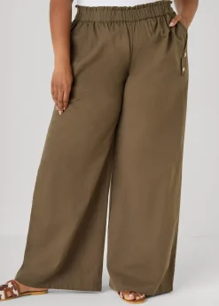Button Detailed Cotton Blend Pants