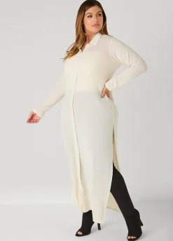 Button Front Metallic Duster