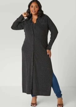 Button Front Metallic Duster