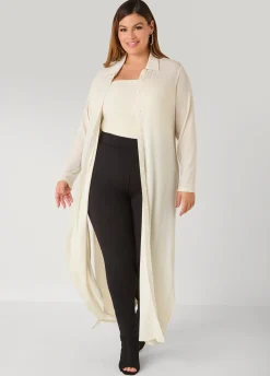 Button Front Metallic Duster