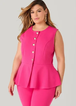 Button Front Peplum Vest