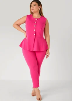 Button Front Peplum Vest
