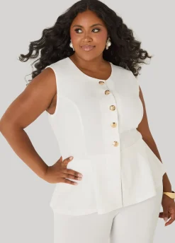 Button Peplum Vest