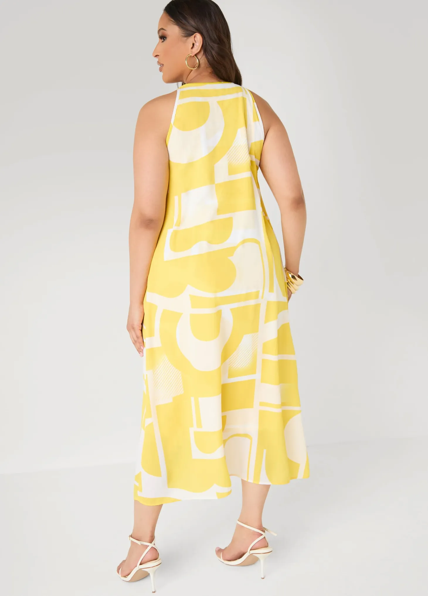Cape Effect Abstract Midaxi Dress