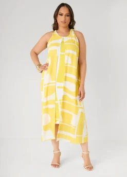 Cape Effect Abstract Midaxi Dress
