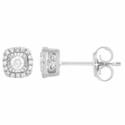 0.20 Carat Halo Lab Diamond Stud Earrings
