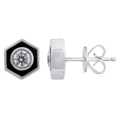 0.50 Carat Hexagon Lab Diamond Stud Earrings