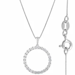 0.33 Carat Lab Circle Of Life Diamond Pendant Necklace In Sterling Silver