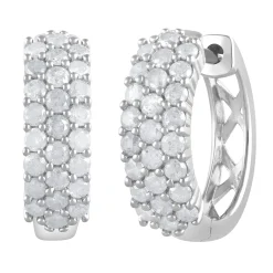 0.50 Carat Lab Cluster Diamond Hinged Hoop Earrings