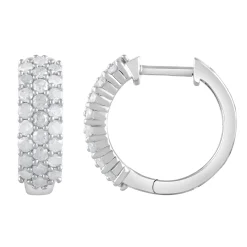 0.50 Carat Lab Cluster Diamond Hinged Hoop Earrings