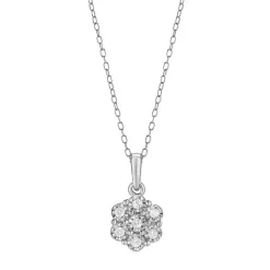 0.10 Carat Lab Cluster Diamond Pendant Necklace