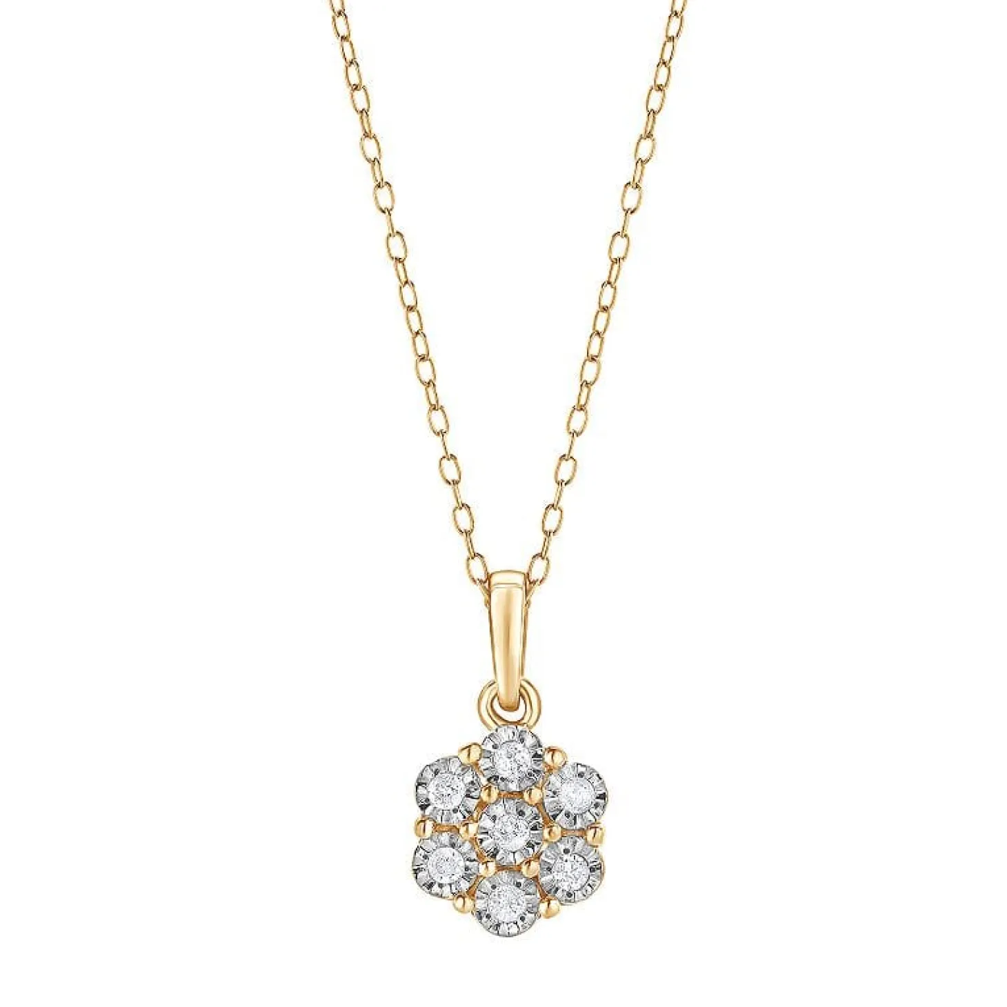 0.10 Carat Lab Cluster Diamond Pendant Necklace