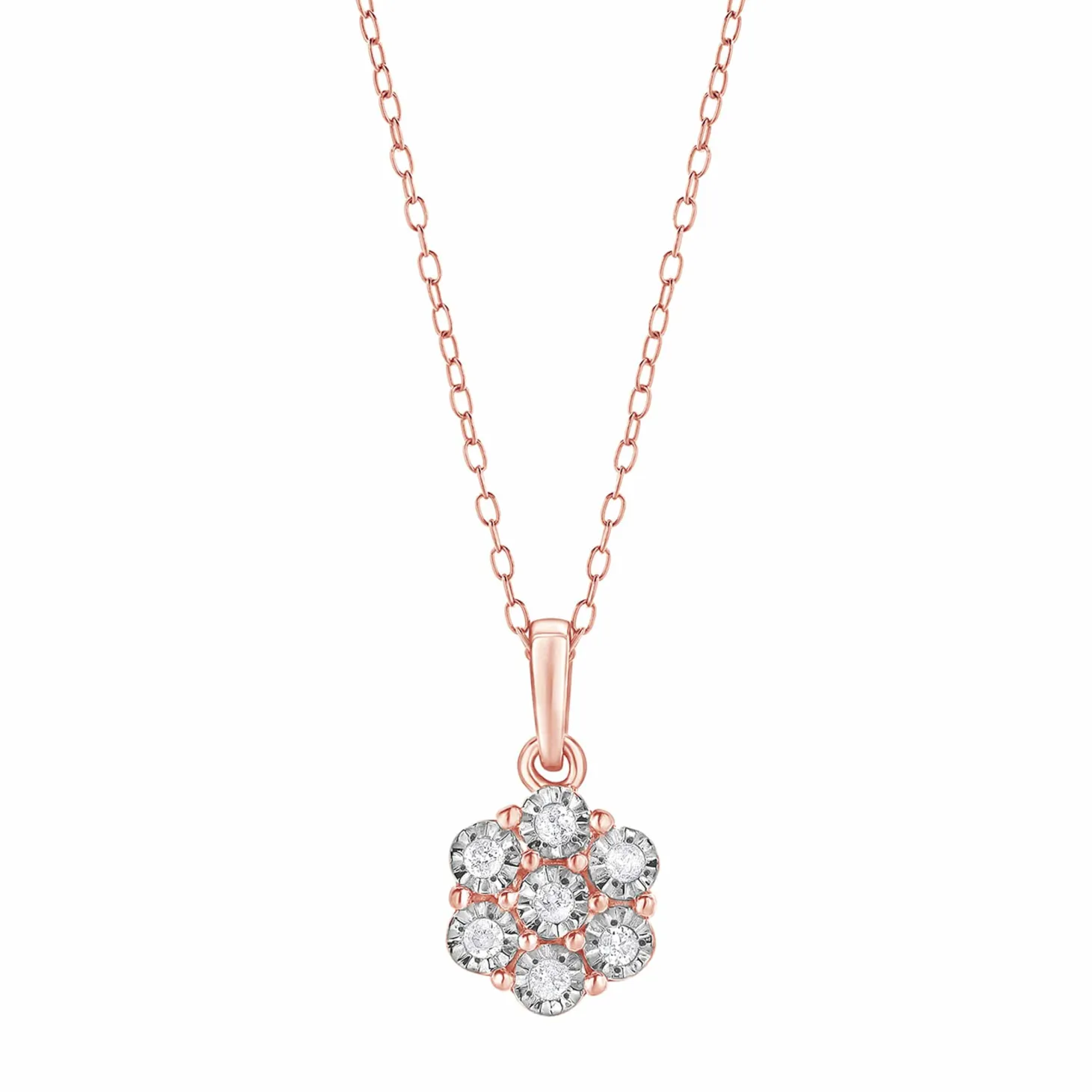 0.10 Carat Lab Cluster Diamond Pendant Necklace