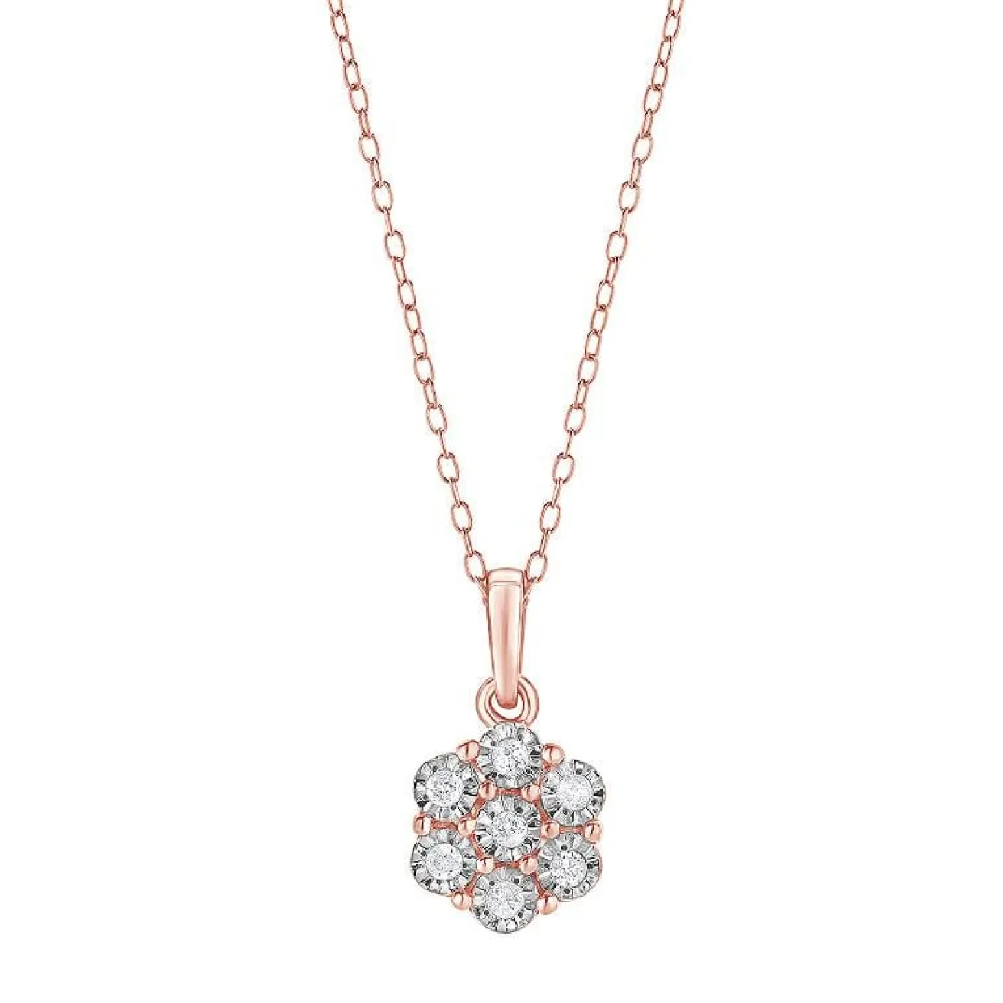 0.10 Carat Lab Cluster Diamond Pendant Necklace
