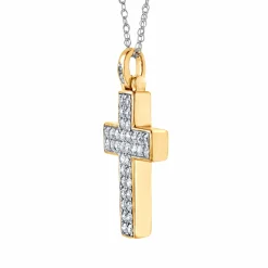 0.75 Carat Lab Diamond Cluster Cross Pendant Necklace In Sterling Silver