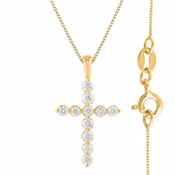 0.25 Carat Lab Diamond Cross Pendant Necklace