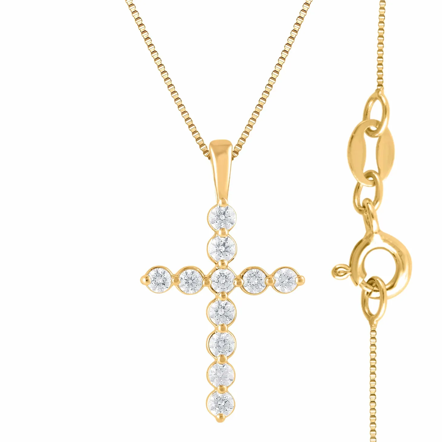 0.25 Carat Lab Diamond Cross Pendant Necklace