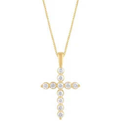 0.25 Carat Lab Diamond Cross Pendant Necklace
