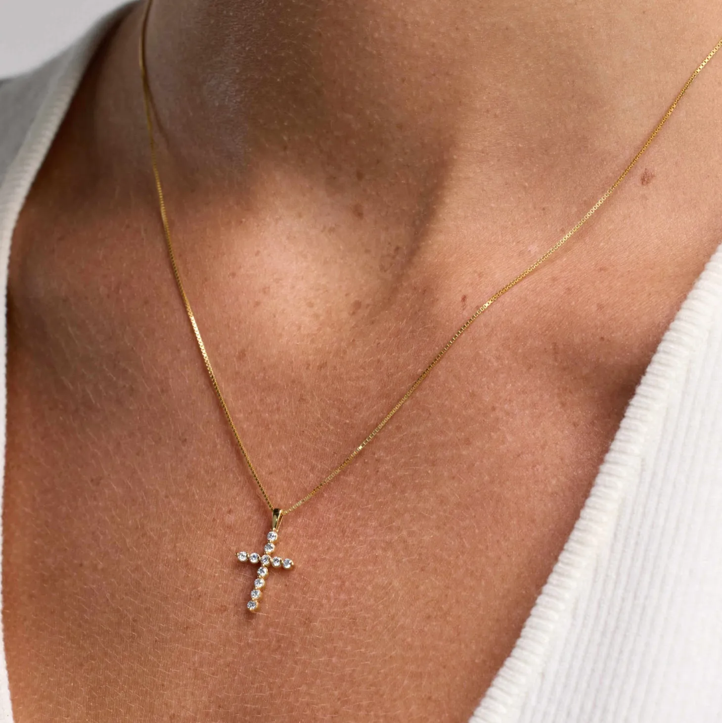 0.25 Carat Lab Diamond Cross Pendant Necklace