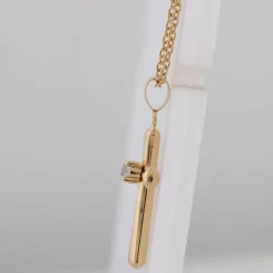 0.10 Carat Lab Diamond Cross Pendant Necklace In Yellow Gold Plated Silver