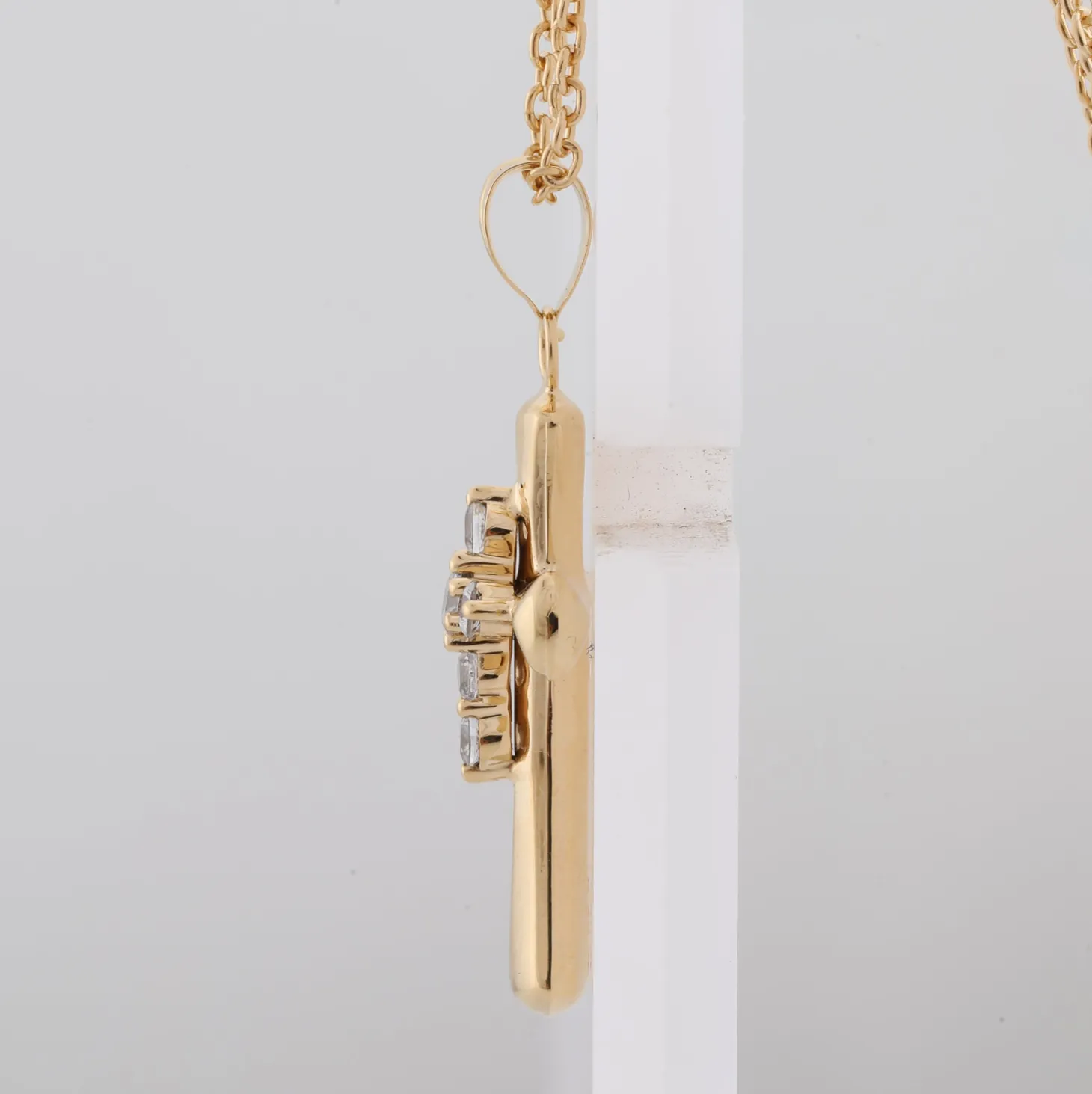 0.25 Carat Lab Diamond Cross Pendant Necklace In Yellow Gold Plated Silver