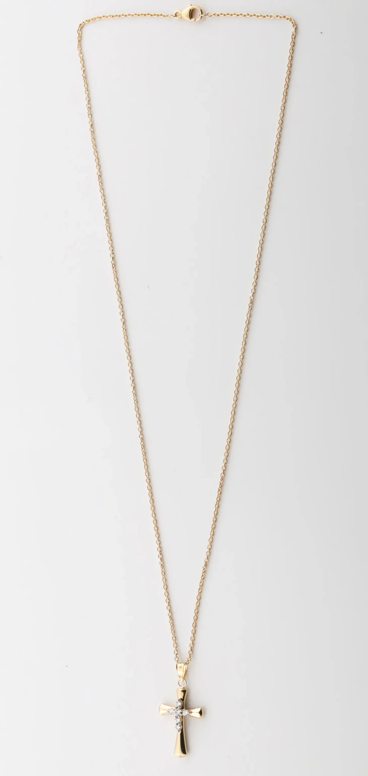 0.25 Carat Lab Diamond Cross Pendant Necklace In Yellow Gold Plated Silver