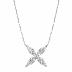 0.20 Carat Lab Diamond Floral Pendant Necklace In Sterling Silver